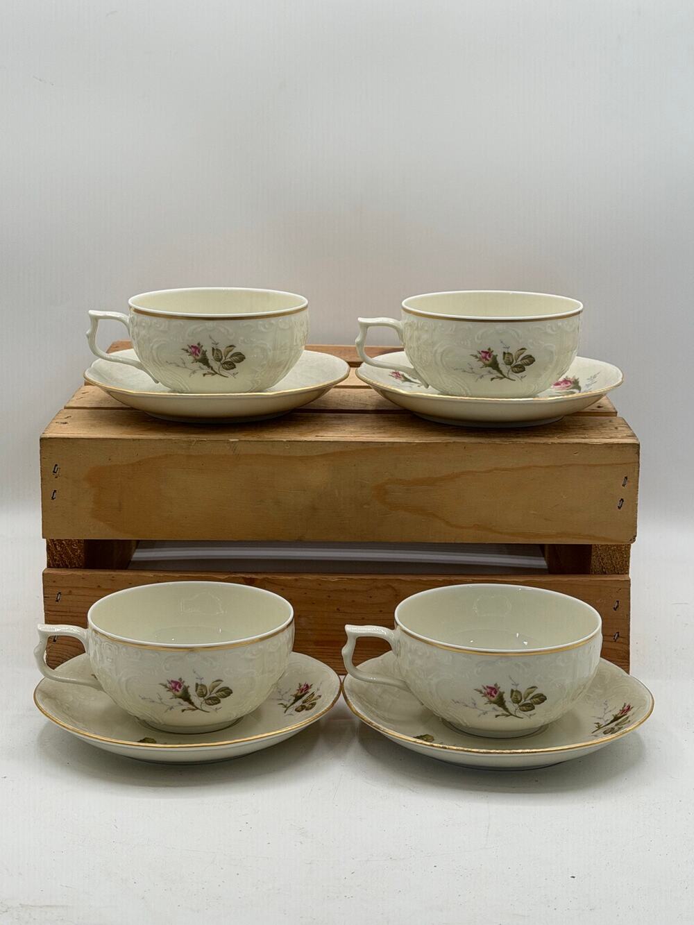 Vintage Rosenthal Classic Germany Rose Pattern Porcelain Teacups and Saucers - 4